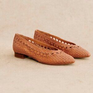 Sezane Anya Low Ballerinas - Smooth Camel Braided